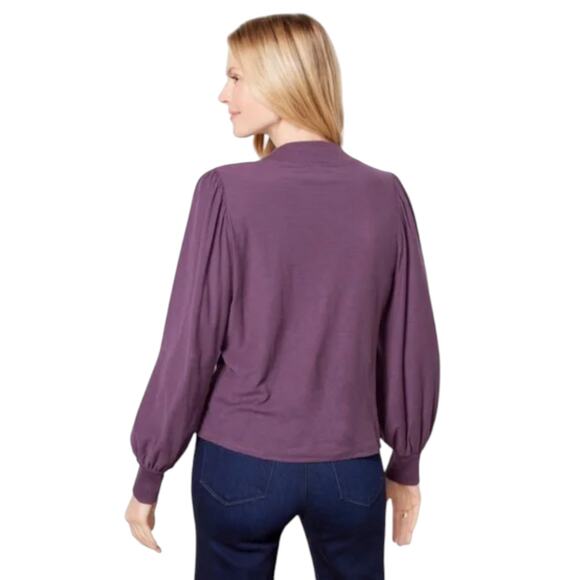 Nation LTD Purple Plum Shelby Keyhole Front Cutout Long Sleeve Top - Picture 3 of 11